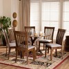 7pc Dining Set Wood & Lore Fabric Upholstered, Round Table, Foam-Padded Chairs - Baxton Studio - 2 of 4