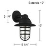 John Timberland Marlowe Rustic Industrial Outdoor Wall Light Fixtures Set of 2 Black Hooded Cage 13" Clear Glass for Post Exterior Barn - 4 of 4