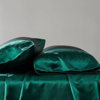 Emerald Green Satin Standard/Queen Pillowcase Set