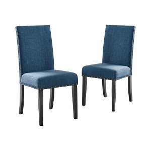 New Classic Furniture, Furniture Crispin 19" Fabric Dining Chairs in Blue (Set of 2) - 1 of 4