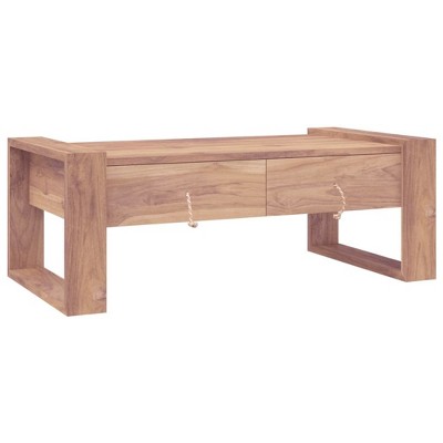 vidaXL Solid Teak Wood Coffee Table - Colonial-Style Wooden Table with Sturdy Hardwood Top