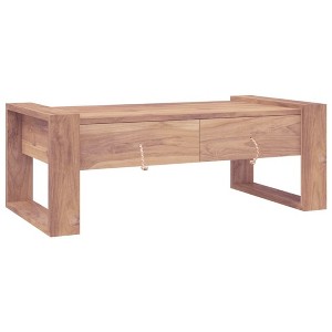 vidaXL Solid Teak Wood Coffee Table - Colonial-Style Wooden Table with Sturdy Hardwood Top - 1 of 4