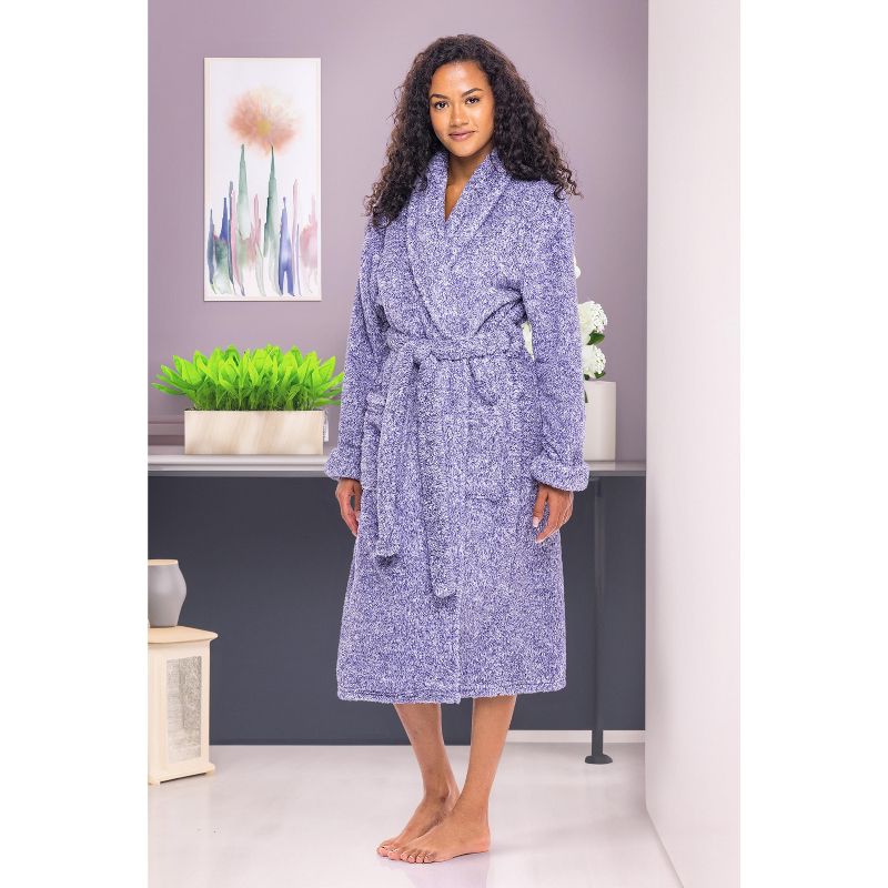 Women's Fuzzy Plush Fleece Robe, Warm Soft Bathrobe for Her, 3 of 9