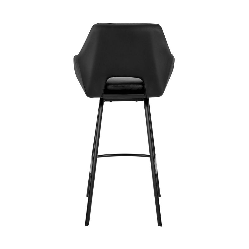 30&#34; Aura Swivel Counter Height Barstool with Black Faux Leather Black Metal - Armen Living, 6 of 12