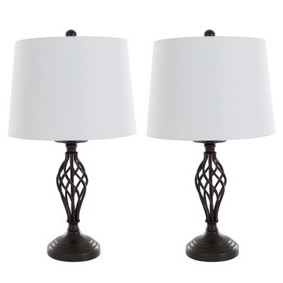 Set Of 2 Table Lamps Spiral Cage Design 