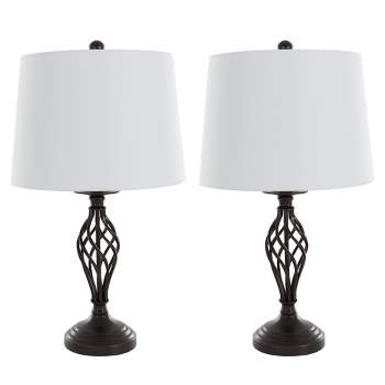 Set of 2 Table Lamps Spiral Cage Design (Includes LED Light Bulb) - Yorkshire Home