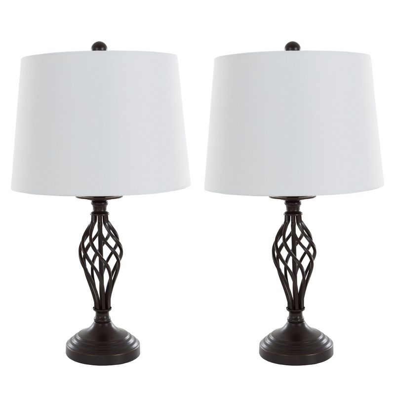 Set of 2 Table Lamps Spiral Cage Design (Includes LED Light Bulb) - Yorkshire Home, 1 of 6