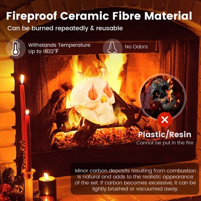 Beige Ceramic Fireproof Fire Pit Skull for Halloween