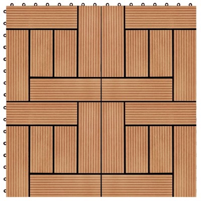 vidaXL 11 pcs Decking Tiles WPC 11.8"x11.8" 1 sqm Teak Color