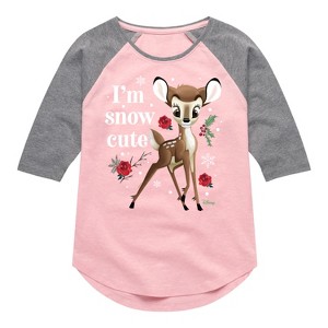 Girls' - Disney - Christmas - I'm Snow Cute Roses Shirt Tail Raglan Graphic T-shirt - 1 of 4
