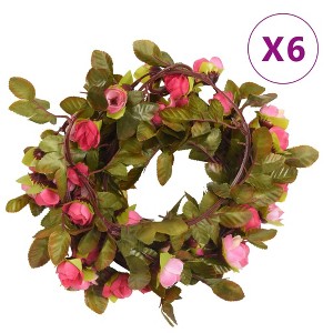 Aghana Digitals 6pcs Pink Rose Artificial Flower Garlands 215cm - Realistic Silk & PE Decor for - 1 of 4