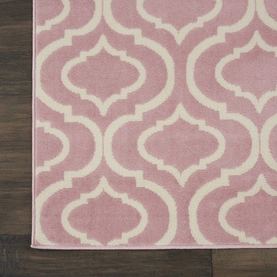 Moroccan Trellis Pink Viscose 8' x 10' Easy-Care Area Rug