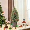 TopComfy Christmas Tree Stand 18 Inch Miniature Snow Flocked Tabletop Tree for Holiday Decor, Green, 10.8"*10.8"*18.5" - 2 of 4
