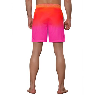 Lars Amadeus Men's Contrast Color Drawstring Waist Beach Swimwear Shorts Orange 28 — фото 3