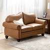 Antonia 60" Wide  Chesterfield Loveseat, Genuine Leather Sofa with Nailhead Trim and Rolled Armrests -A+B | ARTFUL LIVING DESIGN - 2 of 4
