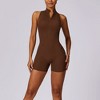 Anna-Kaci Active Women's Sleeveless Zip Front Active Romper with High Neck and Fitted Stretch Fabric - 3 of 4