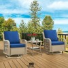 Jojoka 3pc Outdoor Wicker Rocking Bistro Set with 2 Swivel Chairs & Glass-Top Table, Rattan Patio Furniture with Cushions for Porch, Backyard - 2 of 4
