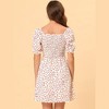 Allegra K Women's Heart Print Ruffled Square Neck A-Line Smocked Short Dress - 3 of 4