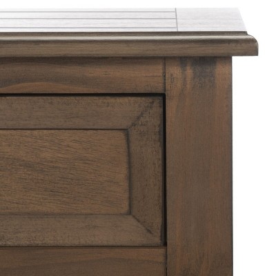 Whitney Farmhouse Brown Wood and Metal Accent Table with Storage