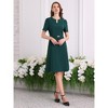 INSPIRE CHIC Women's Elegant A-Line Choker V Neck Belted Wear to Work Fit and Flare Dress - 2 of 4