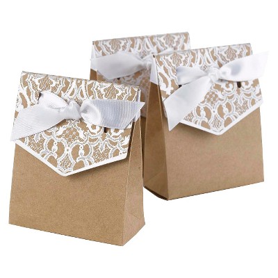  25ct White Lace Silver Wedding Favor Bags - Spritz™ 