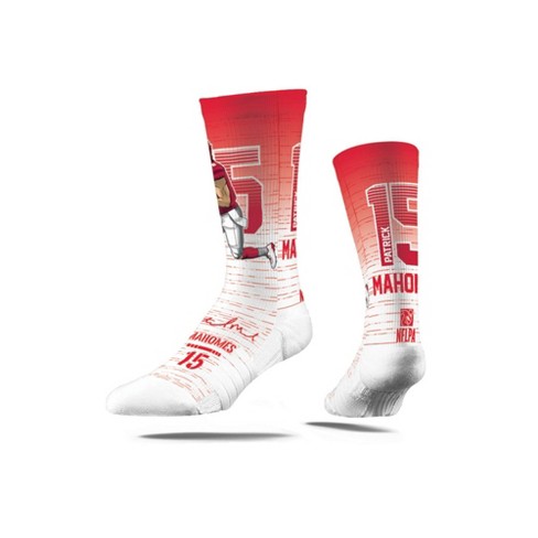 for Bare Feet Patrick Mahomes Kansas City Chiefs Player Crew Socks Size: Large