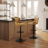 HOMLUX Genuine Leather Adjustable Swivel Bar Stool with Tufted Backrest - 2 of 4