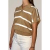 Women's Collar Ribbed Striped Sweater Top - OLIVACEOUS - 2 of 4