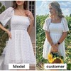 EXLURA Women's Summer Casual Square Neck Dresses Ruffle Short Sleeve Swiss Dot Flowy Mini Dress - 2 of 4
