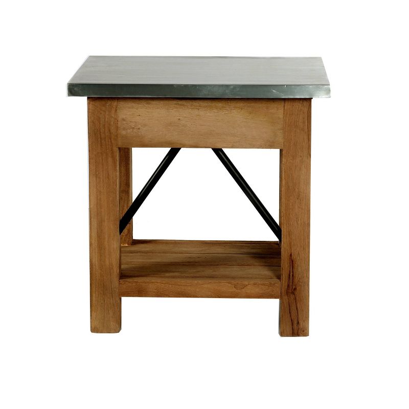 Millwork End Table with Drawer Wood and Zinc Metal Silver/Light Amber - Alaterre, 5 of 11