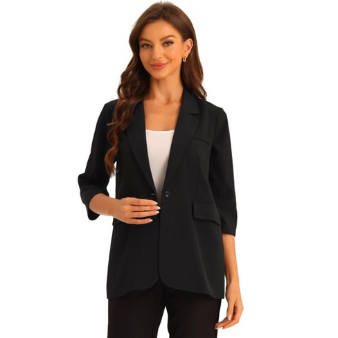 Allegra K Women's Work Office Lapel Collar Dressy Casual Suit Stretch  Blazer Black Small : Target