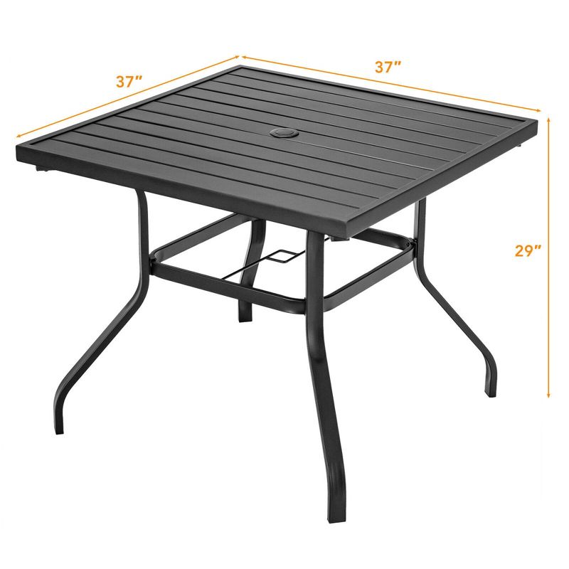 Tangkula Square Patio Dining Table Metal 4-Person Outdoor Table w/ Umbrella Hole, 3 of 6