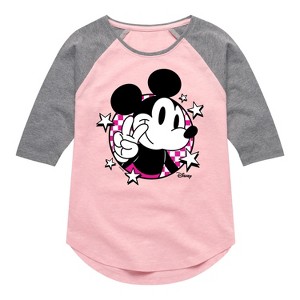Girls' - Disney - Mickey & Friends Shirt Tail Raglan Graphic T-shirt - 1 of 4