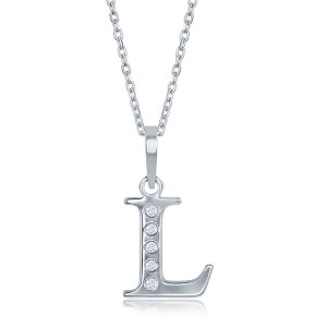 Bella Silver Sterling Silver 0.03cttw Diamond Accent Initial 18" Pendant Necklace - 1 of 2