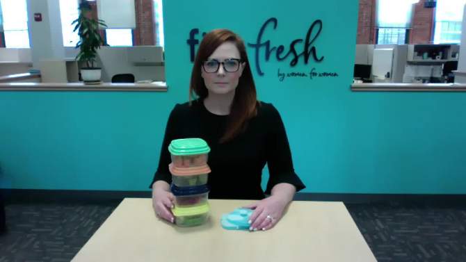 Fit &#38; Fresh Snack &#38; Stack Set 4-1 Cup Containers with 2 Ice Packs, 2 of 5, play video