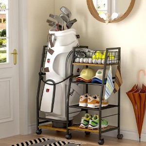 MOEPISY Golf Bag Garage Storage Rack with Wheels, Organizer for Single Golf Bag and Equipment Accessories - 1 of 4