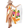LA LEELA Women's Beach Wrap Bikini Swimwear Swim Cover Up Skirt Summer Wraps Beachwear Sarong Coverups Swimsuits for Women One Size White,Floral - 3 of 4