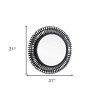 HomeRoots 31" Black Bamboo Pierced Round Accent Mirror - 3 of 4