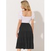INSPIRE CHIC Women's Midi Solid Elastic Waist Flare Tiered A-Line Skirt with Pockets - 4 of 4