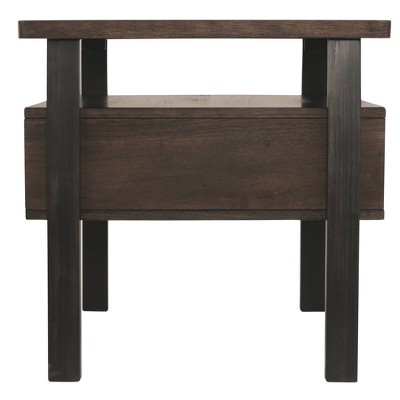 Contemporary Vailbry Two-Tone Rectangular End Table in Black and Brown
