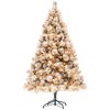 YOOCOZZ  Christmas Decoration - Pre-Lit Snow Flocked Hinged Artificial Xmas Tree with Clear Lights, Tips & Metal Stand, Easy to Setup, Green - 3 of 4