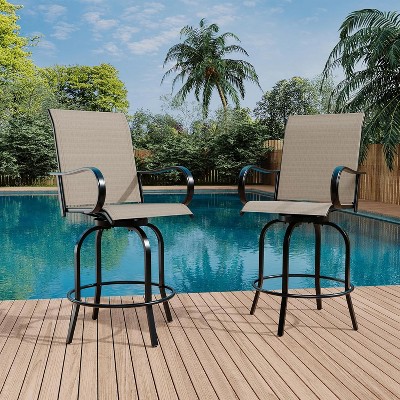 Outdoor Swivel Bar Stools Set of 2, Patio Swivel Bar Stools Chair