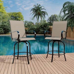 Outdoor Swivel Bar Stools Set of 2, Patio Swivel Bar Stools Chair - 1 of 4