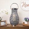 Northlight Woven Iron Pillar Candle Lantern with Glass Hurricane - 18.5" - Gray - 2 of 4