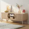 Whizmax Boho TV Stand for 50 Inch, Modern Wood Media TV Console Table with Storage Cabinet and Open Shlves, Natural - 3 of 4