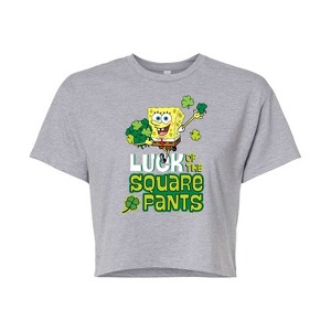 Women's - SpongeBob SquarePants - Luck Of The Square Pants Cropped Graphic T-Shirt - 1 of 4