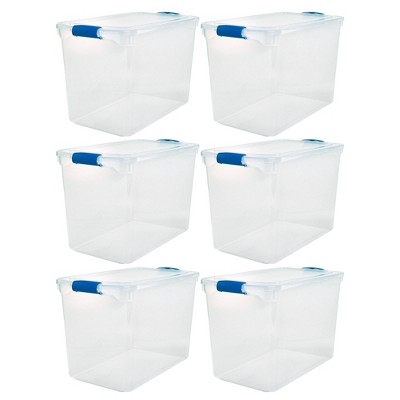 Homz 31 Quart Latching Bin Holiday Clear Storage Container with Lid,  Medium(pack of 8)