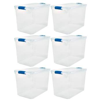  HOMZ 15.5 Quart Plastic Multipurpose Stackable Storage  Container Tote Bins with Secure Latching Lids for Home or Office  Organization, Clear (4 Pack)