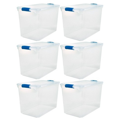 Homz Heavy Duty Modular Clear Plastic Stackable Storage Tote Containers  with Latching and Locking Lids, 31 Quart Capacity, 4 Pack