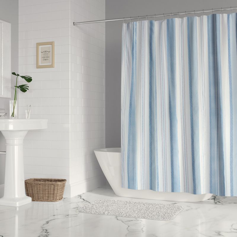 Ipanema Coastal Stripe Lined Shower Curtain with Grommets - Levtex Home, 1 of 4